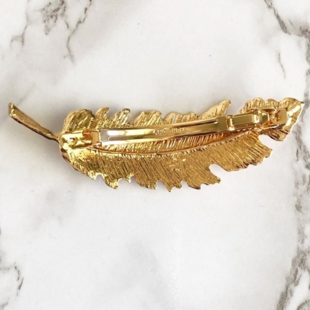 Brandy Melville Gold Metal Feather Boho Hair Clip - Picture 4 of 6